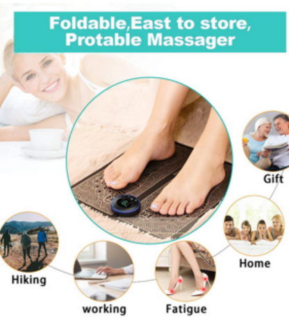 Foot massage. EMS (muscle stimulation technology) foot massager. For plantar fasciitis relief, foot pain relief massage, Achilles tendon neuropathy, improved circulation. Christmas gift